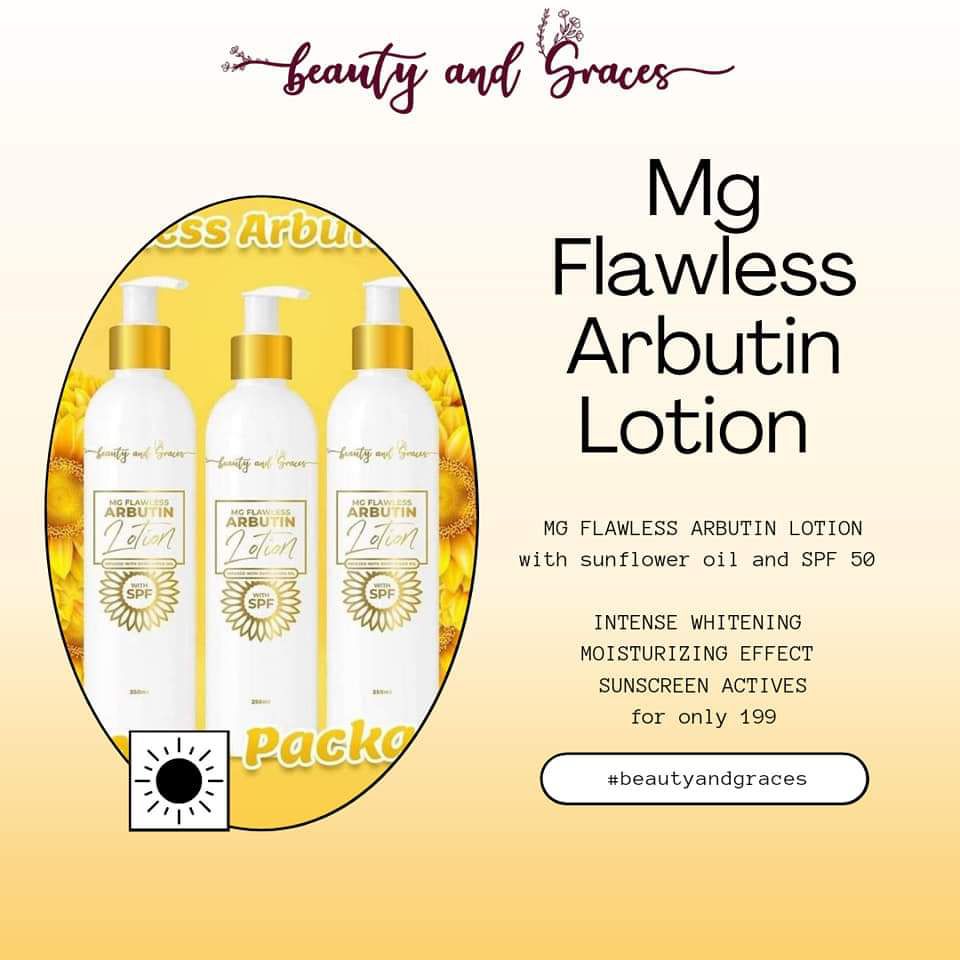 MG FLAWLESS ARBUTIN LOTION with sunflower oil and SPF 50