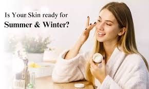 Illustration showing the difference between summer and winter skincare routines for healthy skin by YUSMA
